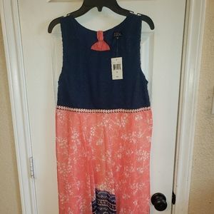 Girls coral and navy dress